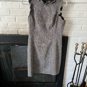 LOFT Gray Sheath Mini Dress Crew Neck Sleeveless